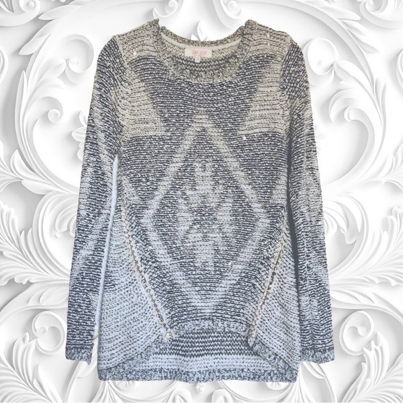 Chain & Sequins Grey & White Sweater  Size Med - Picture 1 of 8
